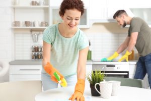 family doing spring cleaning