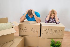 stressed couple moving