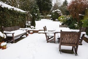 patio furniture outside in the winter