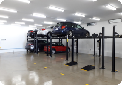 Indoor heated car storage area