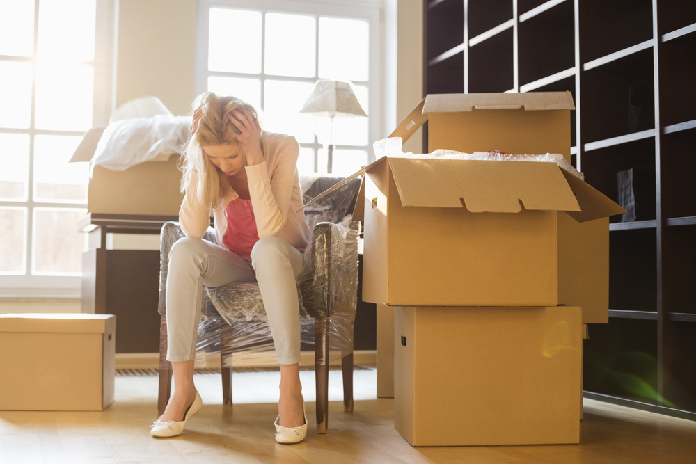 woman stressed with moving